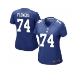 Women Nike Giants #74 Ereck Flowers Royal Blue Team Color Stitched NFL Elite Jersey