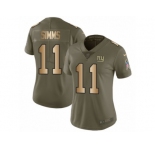 Women Nike New York Giants #11 Phil Simms Limited Olive Gold 2017 Salute to Service NFL Jersey