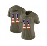 Women Nike New York Giants #11 Phil Simms Limited Olive USA Flag 2017 Salute to Service NFL Jersey