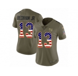 Women Nike New York Giants #13 Odell Beckham Jr Limited Olive USA Flag 2017 Salute to Service NFL Jersey
