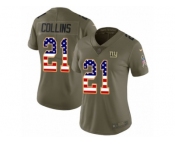 Women Nike New York Giants #21 Landon Collins Limited Olive USA Flag 2017 Salute to Service NFL Jersey