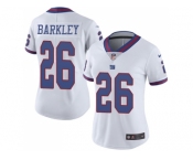 Women Nike New York Giants #26 Saquon Barkley White Stitched NFL Limited Rush Jersey