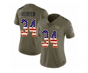 Women Nike New York Giants #34 Shane Vereen Limited Olive USA Flag 2017 Salute to Service NFL Jersey
