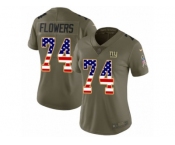 Women Nike New York Giants #74 Ereck Flowers Limited Olive USA Flag 2017 Salute to Service NFL Jersey