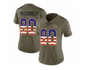 Women Nike New York Giants #80 Phil McConkey Limited Olive USA Flag 2017 Salute to Service NFL Jersey