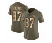 Women Nike New York Giants #87 Sterling Shepard Limited Olive Gold 2017 Salute to Service NFL Jersey