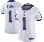 Women's New York Giants #1 Malik Nabers White Color Rush Stitched Jersey