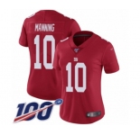Women's New York Giants #10 Eli Manning Red Limited Red Inverted Legend 100th Season Football Jersey