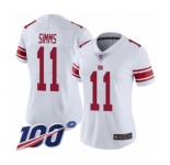 Women's New York Giants #11 Phil Simms White Vapor Untouchable Limited Player 100th Season Football Jersey