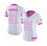 Women's New York Giants #21 Jabrill Peppers Limited White Pink Rush Fashion Football Jersey