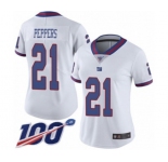 Women's New York Giants #21 Jabrill Peppers Limited White Rush Vapor Untouchable 100th Season Football Jersey