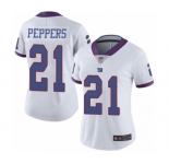 Women's New York Giants #21 Jabrill Peppers Limited White Rush Vapor Untouchable Football Jersey