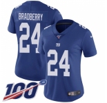 Women's New York Giants #24 James Bradberry Royal Blue Team Color Stitched 100th Season Vapor Untouchable Limited Jersey
