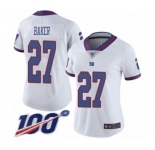 Women's New York Giants #27 Deandre Baker Limited White Rush Vapor Untouchable 100th Season Football Jersey