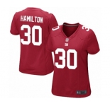 Women's New York Giants #30 Antonio Hamilton Game Red Alternate Football Jersey