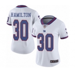 Women's New York Giants #30 Antonio Hamilton Limited White Rush Vapor Untouchable Football Jersey