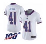 Women's New York Giants #41 Antoine Bethea Limited White Rush Vapor Untouchable 100th Season Football Jersey