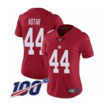 Women's New York Giants #44 Doug Kotar Red Limited Red Inverted Legend 100th Season Football Jersey