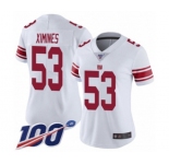 Women's New York Giants #53 Oshane Ximines White Vapor Untouchable Limited Player 100th Season Football Jersey