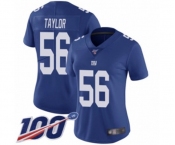 Women's New York Giants #56 Lawrence Taylor Royal Blue Team Color Vapor Untouchable Limited Player 100th Season Football Jersey