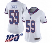 Women's New York Giants #59 Lorenzo Carter Limited White Rush Vapor Untouchable 100th Season Football Jersey