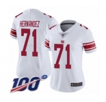 Women's New York Giants #71 Will Hernandez White Vapor Untouchable Limited Player 100th Season Football Jersey