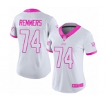 Women's New York Giants #74 Mike Remmers Limited White Pink Rush Fashion Football Jersey