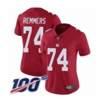 Women's New York Giants #74 Mike Remmers Red Limited Red Inverted Legend 100th Season Football Jersey