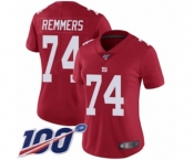 Women's New York Giants #74 Mike Remmers Red Limited Red Inverted Legend 100th Season Football Jersey