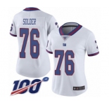 Women's New York Giants #76 Nate Solder Limited White Rush Vapor Untouchable 100th Season Football Jersey