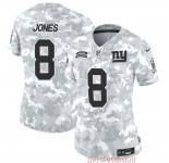 Women's New York Giants #8 Daniel Jones 2024 F.U.S.E Arctic Camo Salute To Service Limited Stitched Football Jersey