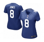 Women's New York Giants #8 Daniel Jones Game Royal Blue Team Color Football Jersey