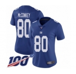 Women's New York Giants #80 Phil McConkey Royal Blue Team Color Vapor Untouchable Limited Player 100th Season Football Jersey