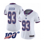 Women's New York Giants #93 B.J. Goodson Limited White Rush Vapor Untouchable 100th Season Football Jersey