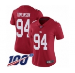 Women's New York Giants #94 Dalvin Tomlinson Red Limited Red Inverted Legend 100th Season Football Jersey