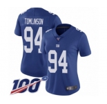 Women's New York Giants #94 Dalvin Tomlinson Royal Blue Team Color Vapor Untouchable Limited Player 100th Season Football Jersey