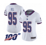 Women's New York Giants #95 B.J. Hill Limited White Rush Vapor Untouchable 100th Season Football Jersey