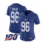 Women's New York Giants #96 Kareem Martin Royal Blue Team Color Vapor Untouchable Limited Player 100th Season Football Jersey