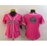 Women's New York Giants Pink Team Big Logo With Patch Cool Base Stitched Baseball Jersey