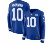Women's Nike New York Giants #10 Eli Manning Limited Royal Blue Therma Long Sleeve NFL Jersey