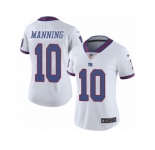 Women's Nike New York Giants #10 Eli Manning Limited White Rush NFL Jersey