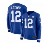 Women's Nike New York Giants #12 Cody Latimer Limited Royal Blue Therma Long Sleeve NFL Jersey