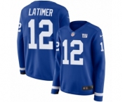 Women's Nike New York Giants #12 Cody Latimer Limited Royal Blue Therma Long Sleeve NFL Jersey