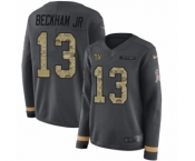 Women's Nike New York Giants #13 Odell Beckham Jr Limited Black Salute to Service Therma Long Sleeve NFL Jersey