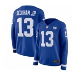 Women's Nike New York Giants #13 Odell Beckham Jr Limited Royal Blue Therma Long Sleeve NFL Jersey