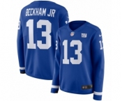Women's Nike New York Giants #13 Odell Beckham Jr Limited Royal Blue Therma Long Sleeve NFL Jersey