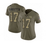 Women's Nike New York Giants #17 Kyle Lauletta Limited Olive Camo 2017 Salute to Service NFL Jersey