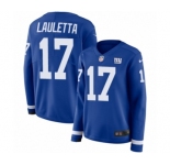 Women's Nike New York Giants #17 Kyle Lauletta Limited Royal Blue Therma Long Sleeve NFL Jersey