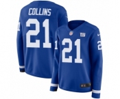 Women's Nike New York Giants #21 Landon Collins Limited Royal Blue Therma Long Sleeve NFL Jersey