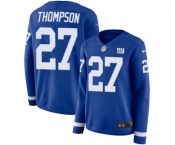 Women's Nike New York Giants #27 Darian Thompson Limited Royal Blue Therma Long Sleeve NFL Jersey